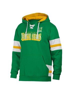 NWT Men's Medium Minnesota North Stars Vintage Hockey Hoodie Sweatshirt Lace Up,